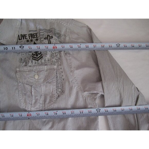 Men's Decoded Stripe Button Up Long Short Sleeve Shirt Sz XXL (MT247) - Picture 5 of 12